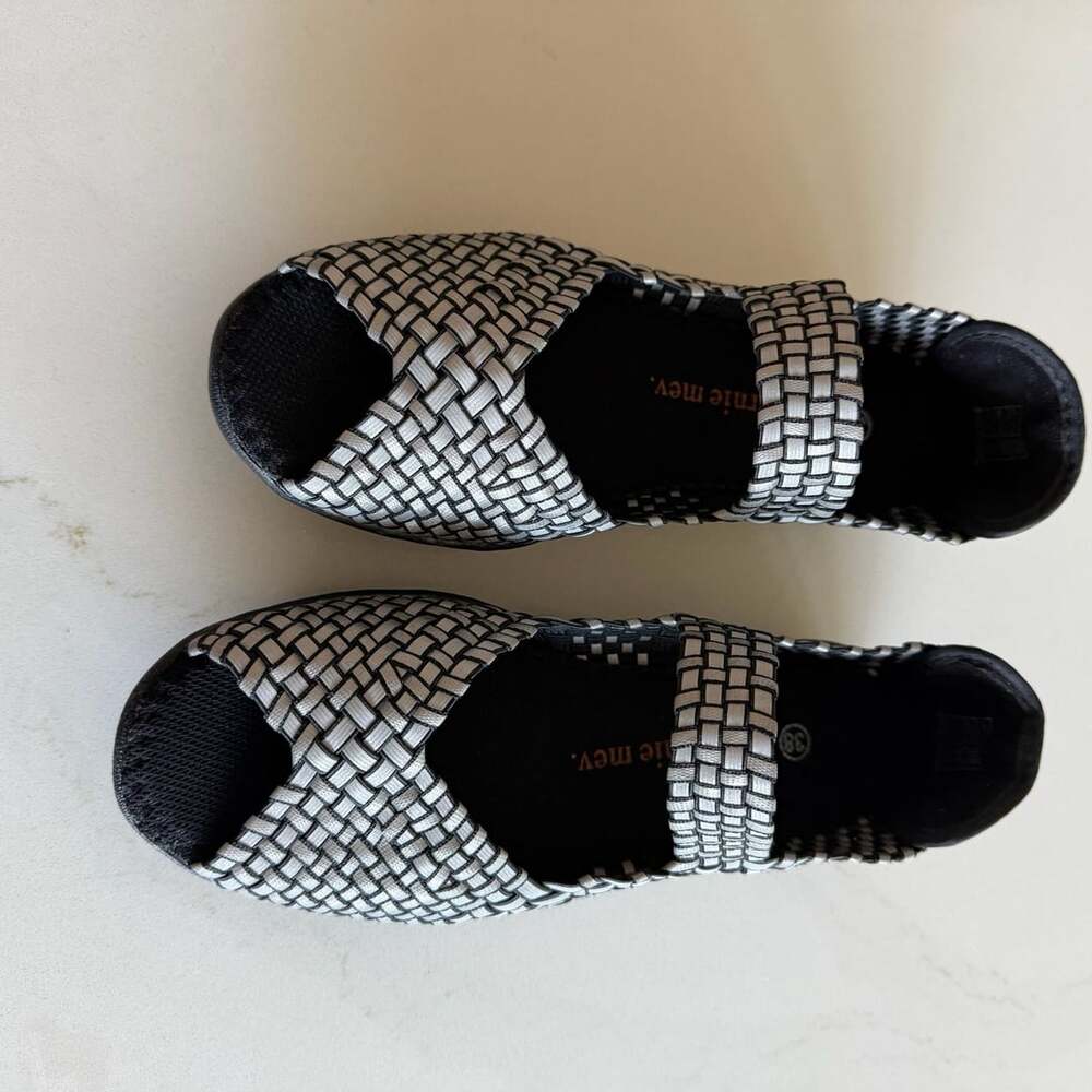 Bernie Mev Lulia Silver Woven Mary Jane Size 38